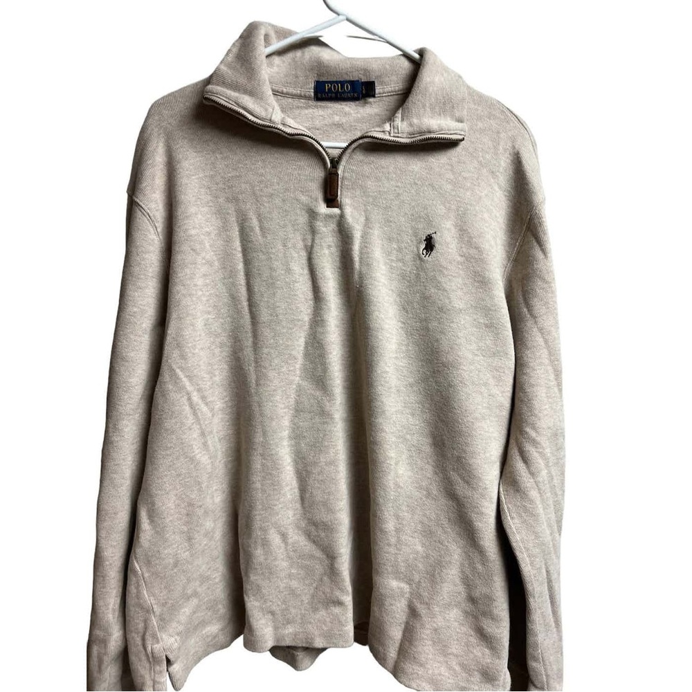 POLO Ralph Lauren Men’s Long Sleeve 3/4 Quarter Zip Pullover. Heather Grey.